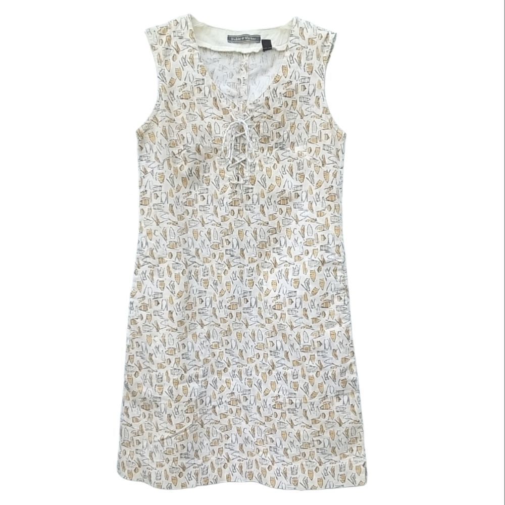 Dickie Walker Sheath Dress Size XS Allover Print Cream and Gold / Yellow